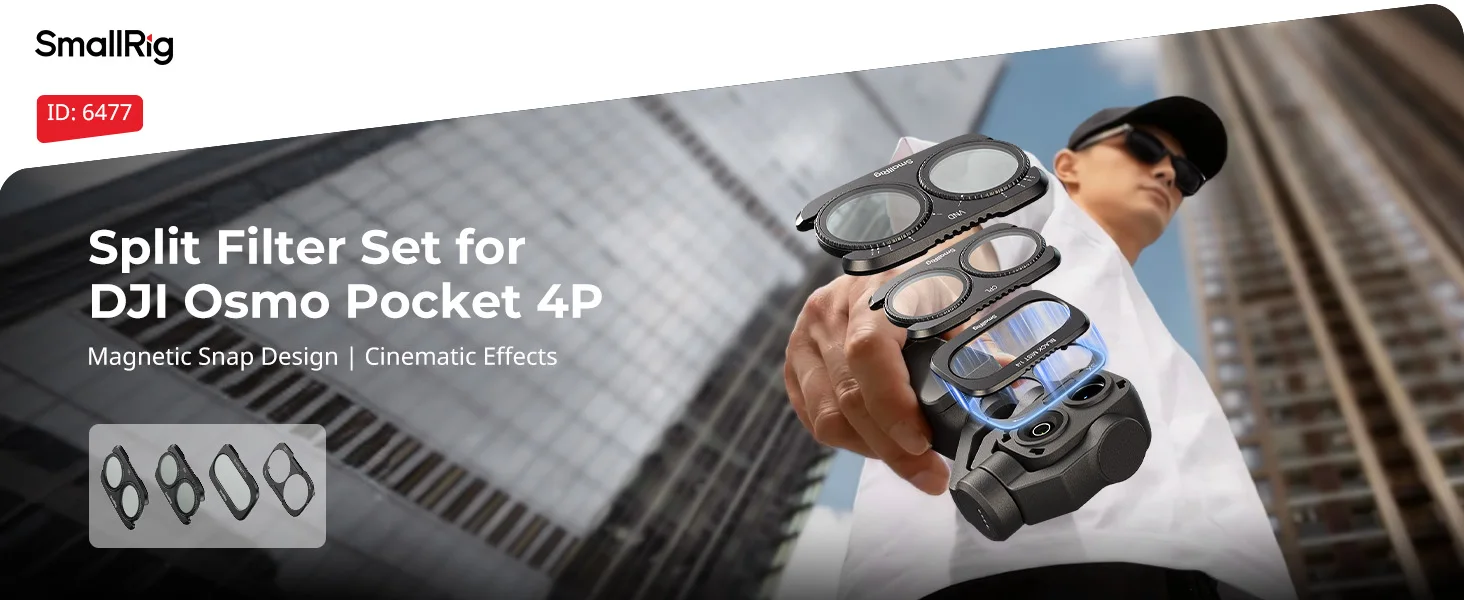 SmallRig 4P Split-Filter-Kit für DJI Osmo Pocket 4P mit CPL / 1/4 Black Diffusion / VND1-5 Filter für Kreative Flexibilität 6477 – Detail 1