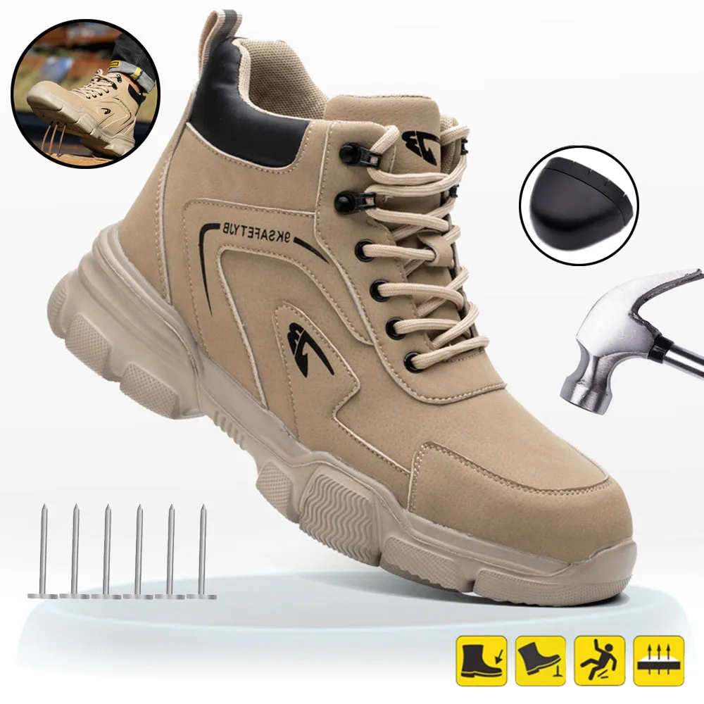 Chaussures de protection de travail d'hiver pour hommes, chaussures de sécurité anti-écrasement, chaussures de sport, chaussures Parker en acier, bottes de travail pour hommes