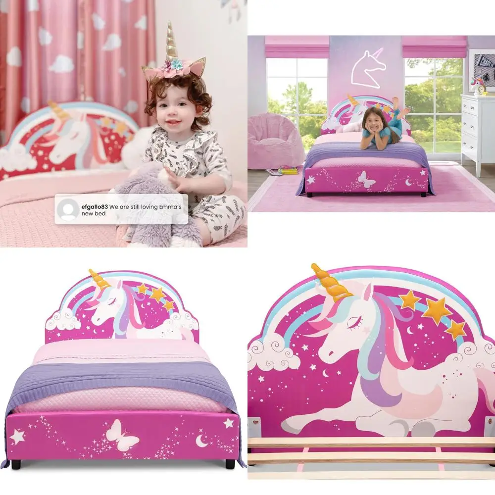 

Розовая кровать с мягкой обивкой для детей, размер Twin