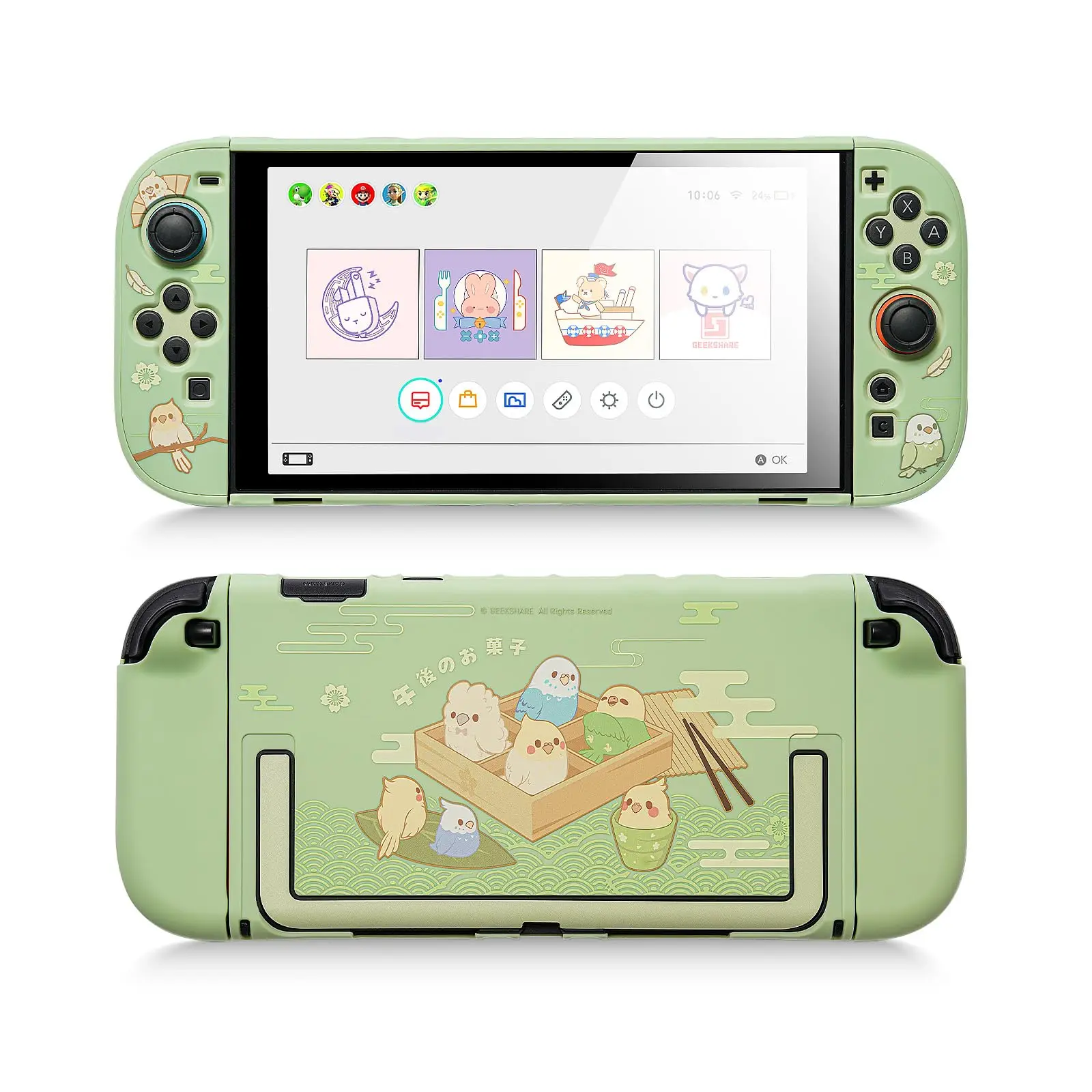 

Защитный чехол Geekshare, совместимый с Switch 2, съемный жесткий корпус NS2 с чехлами для Joy-Con, Little Parrots