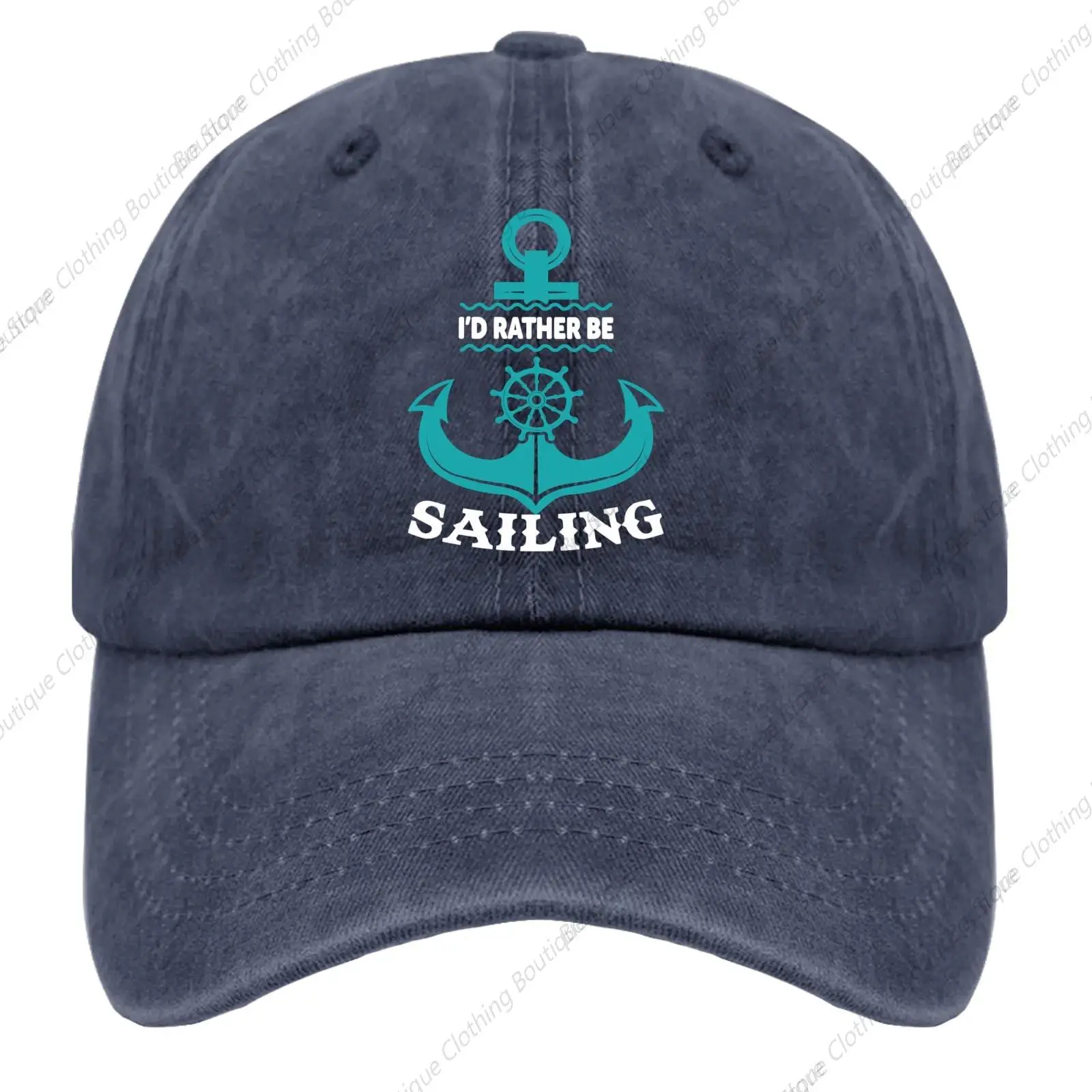 

I'd Rather Be Sailing Cap Fishing Hats Navy Blue Golf Hats Men Gifts for Dad Cool Hat