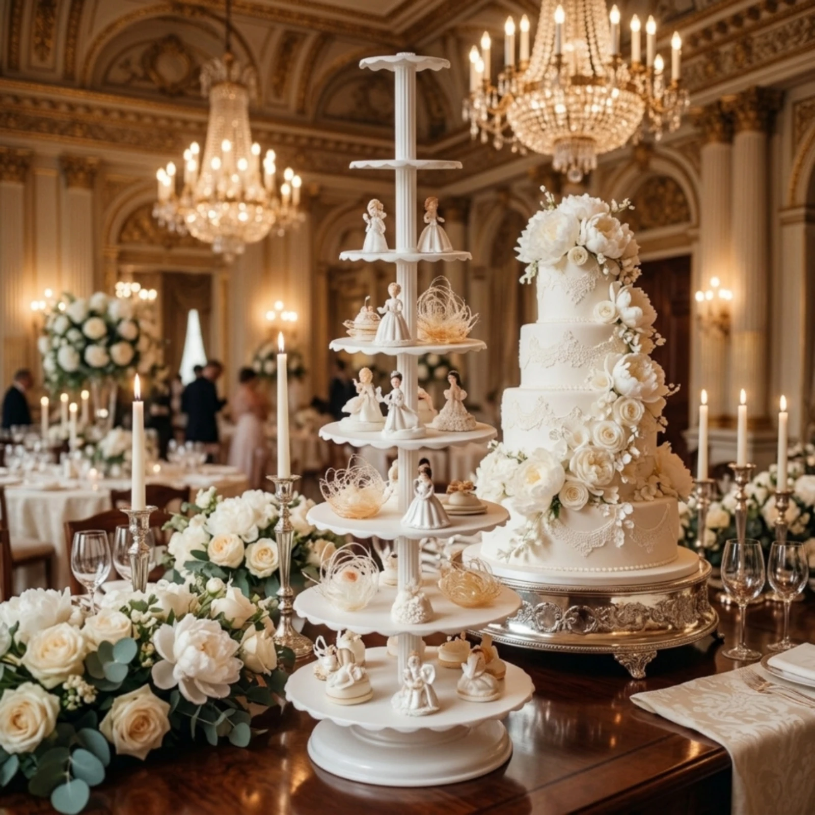 Multi-Tier Cake Stand Sturdy Cake Stand with Scalloped Plates Serving Platter Food-Grade Easy to Clean for Bakers, Weddings