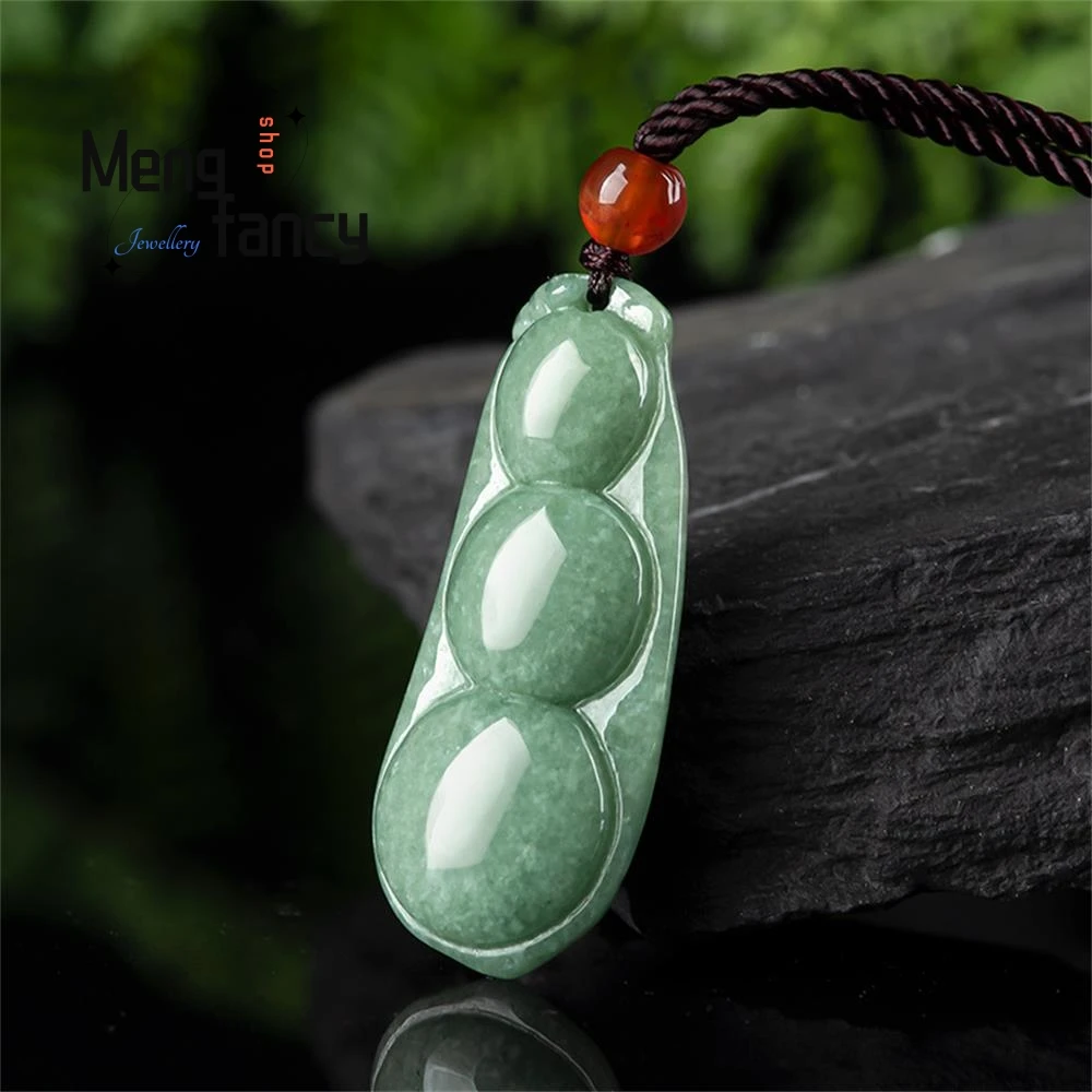 

Natural A-goods Jadeite Beans Green Blessed Beans Four Seasons Beans Jade Pendant Simple Elegant Fashion Jewelry Holiday Gifts