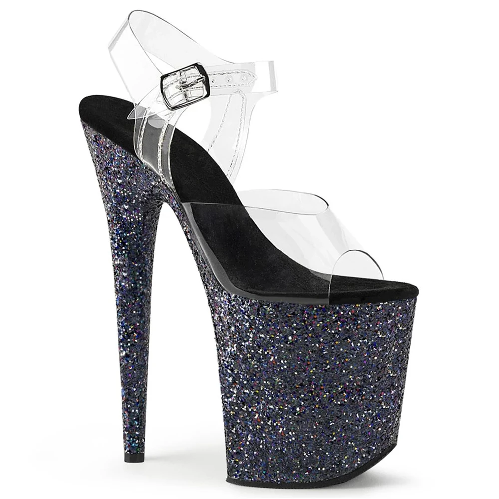 

26CM ultra-high heel transparent women sandals waterproof platform stilettos high nightclub model performance