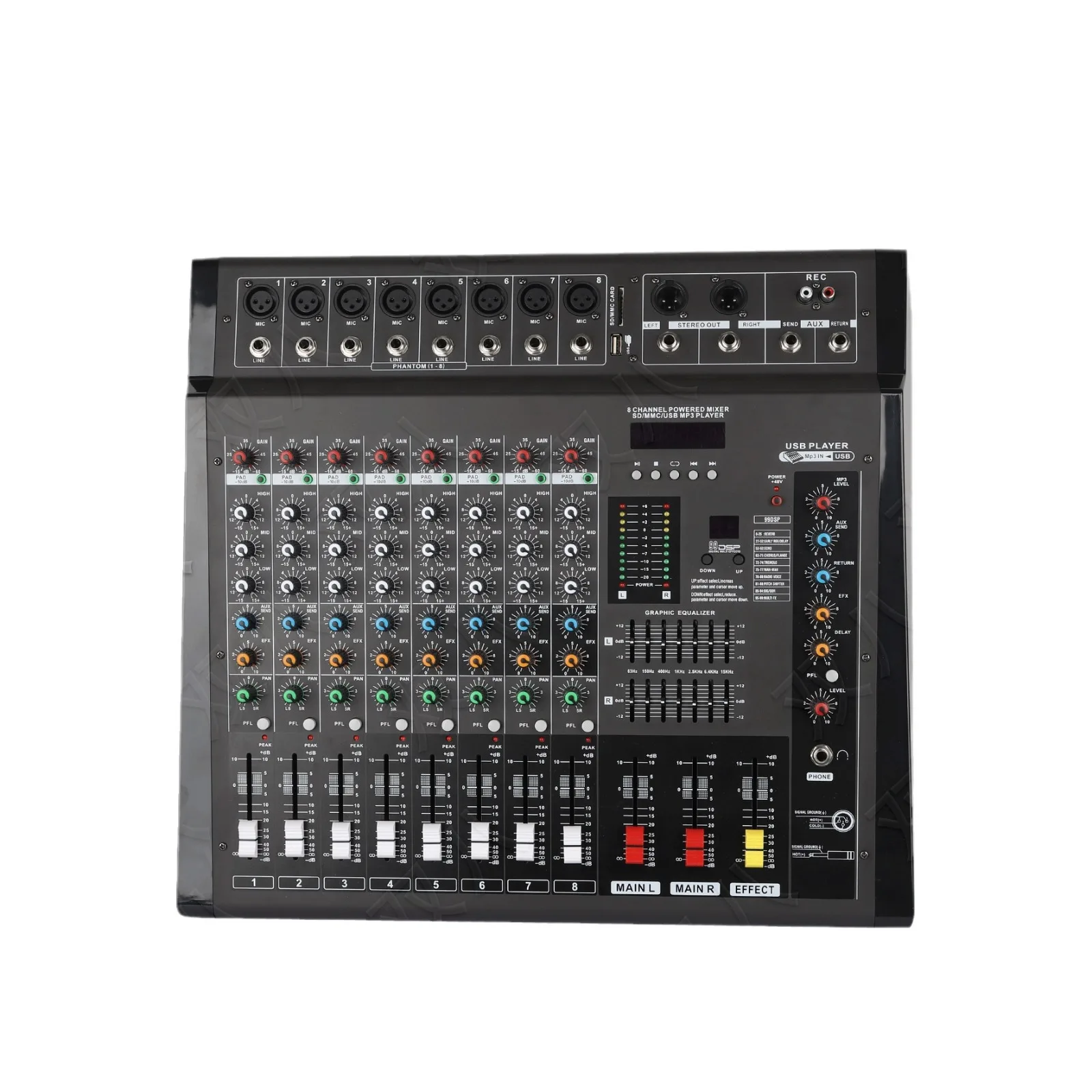 With Bluetooth reverb equalization, suitable for wedding stage performances, outdoor home high-power professional mixer DMX
