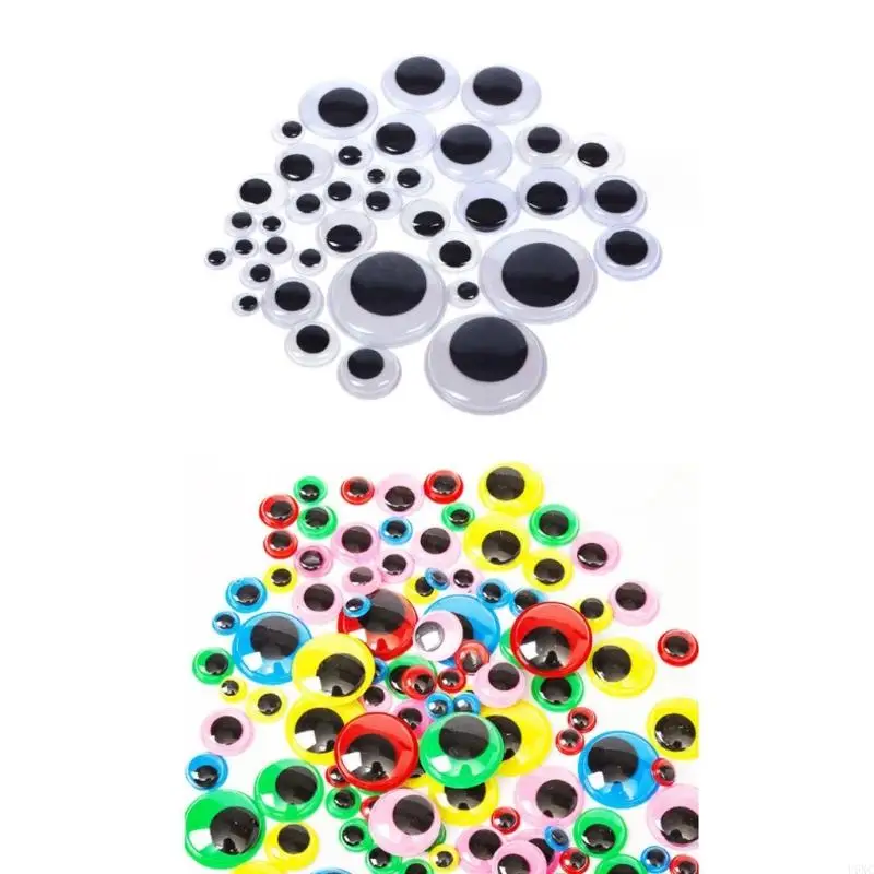 U6XC 200Pcs Wiggle Googly Eyes Self Adhesive Plastic Round Eyes Wobbly Eyes