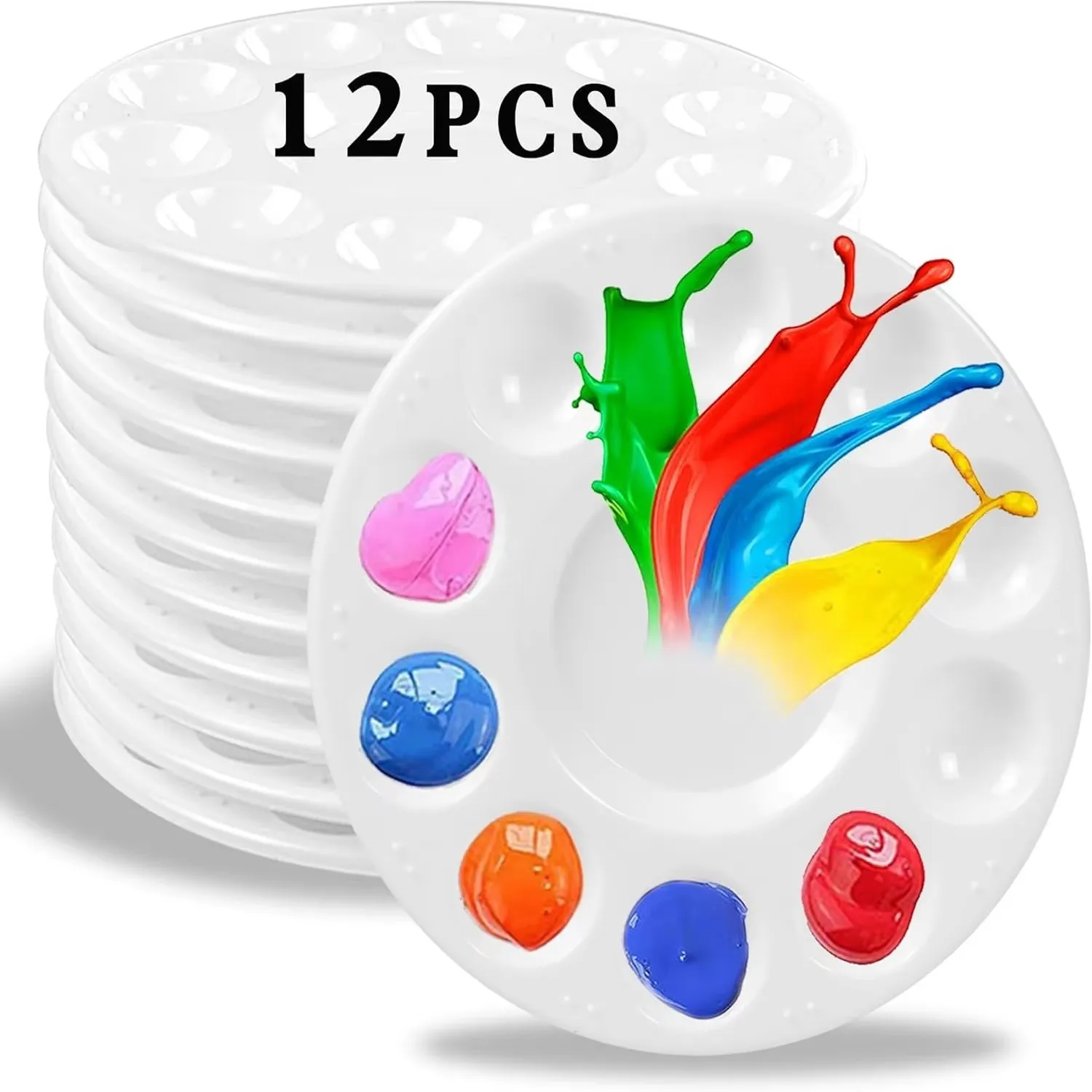 Paletas de bandejas de pintura, paletas de pintura de plástico para niños o estudiantes para pintar sobre proyectos escolares o clases de arte-12 piezas