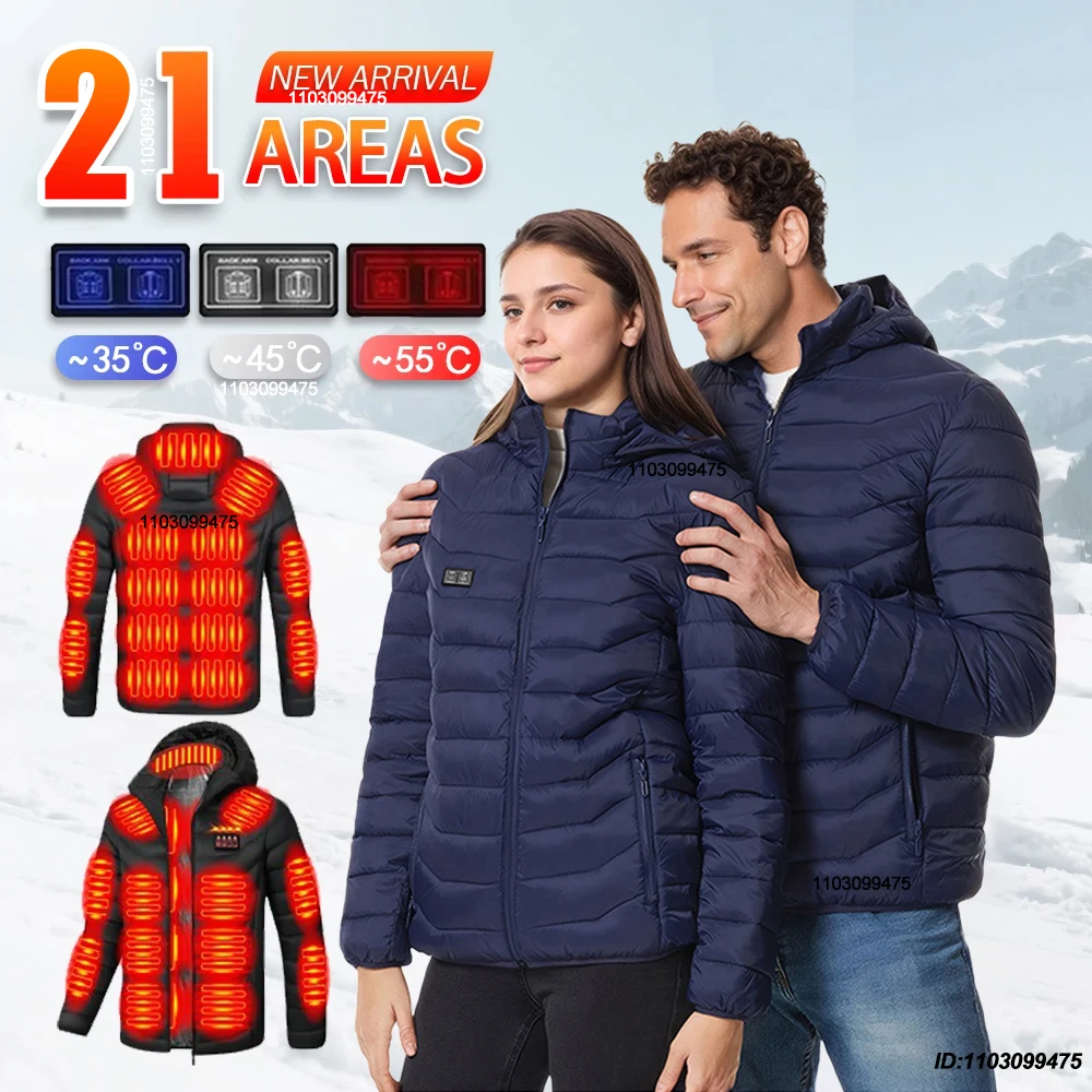 21 zones USB veste chauffante électrique hommes femmes veste chauffante vêtements d'hiver champ de neige Camping randonnée vêtements thermique doudoune