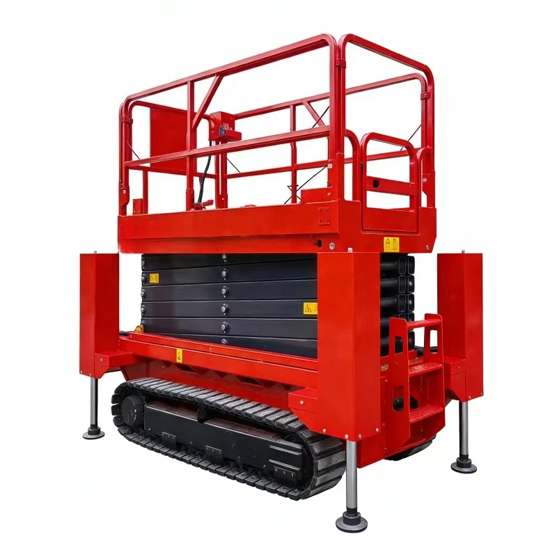 12 m Tracked Self-Propelled Lifting Platform  Self Leveling Support Legs Hydraulic Electric Drive Lifting Platform