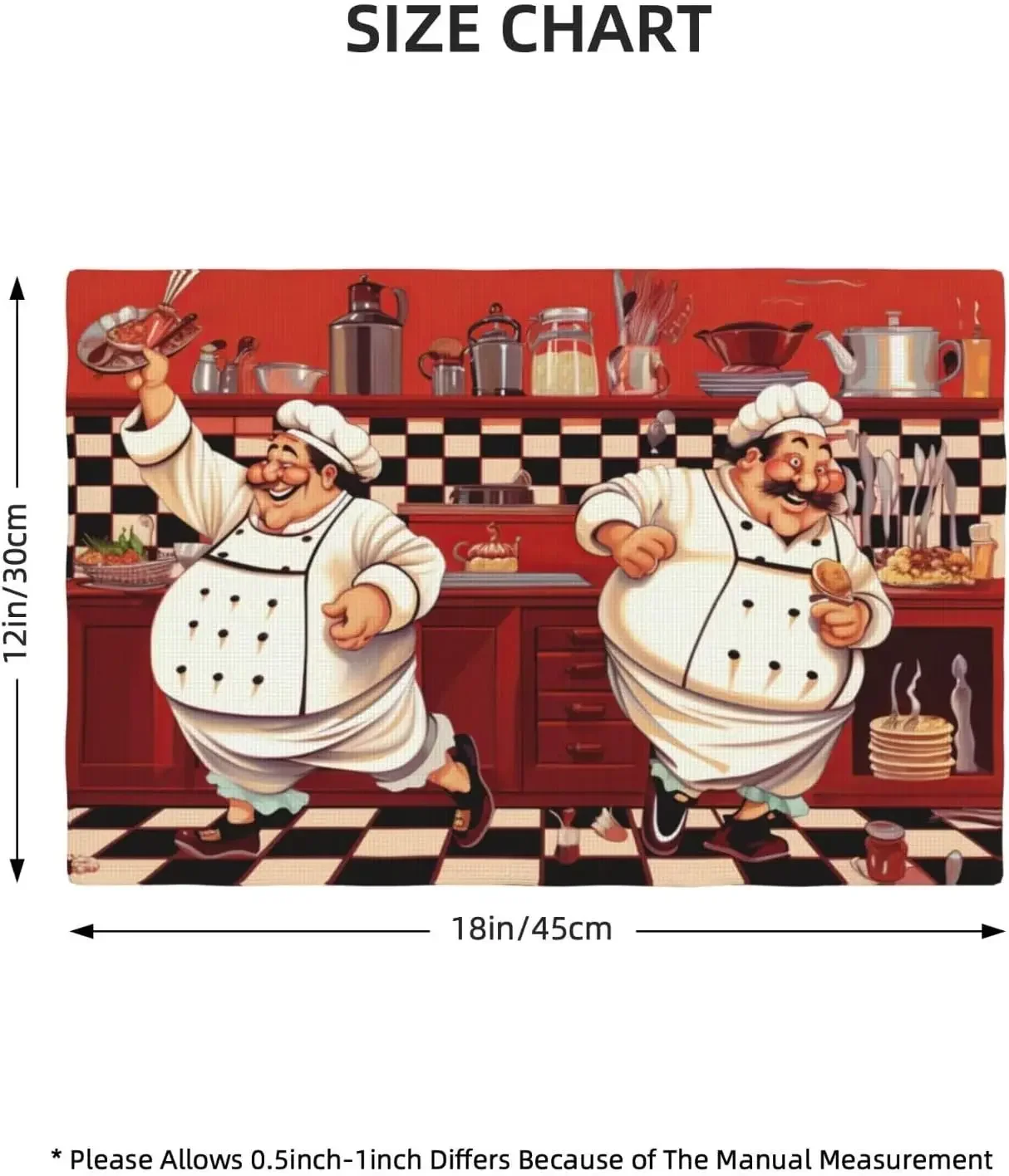Kitchen Chef Table Placemats Set of 4 Abstract Funny Chef Kitchen Cook Chef with Gourmet Theme Indoor Outdoor Table Placemat
