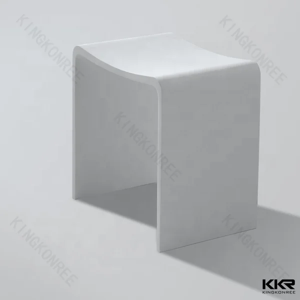 White Matt Glossy Finished Modern Shower Acrylic Stone Resin Stool Popular in Europe Bathroom Products Market