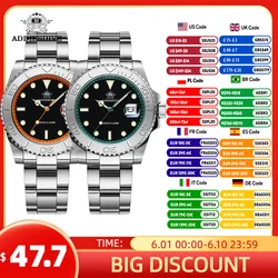 ADDIESDIVE Diver Watch For Men 41mm Luxury Quartz Watch 200m Diving Sport Stainless Steel Bezel Super Luminous Men's Watches New