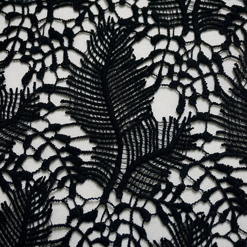 

2Yards/lot High Quality Milk Silk Water Soluble Guipure Lace Feather Hollow Embroidery Fabric DIY Nigeria Wedding Dress Fabric