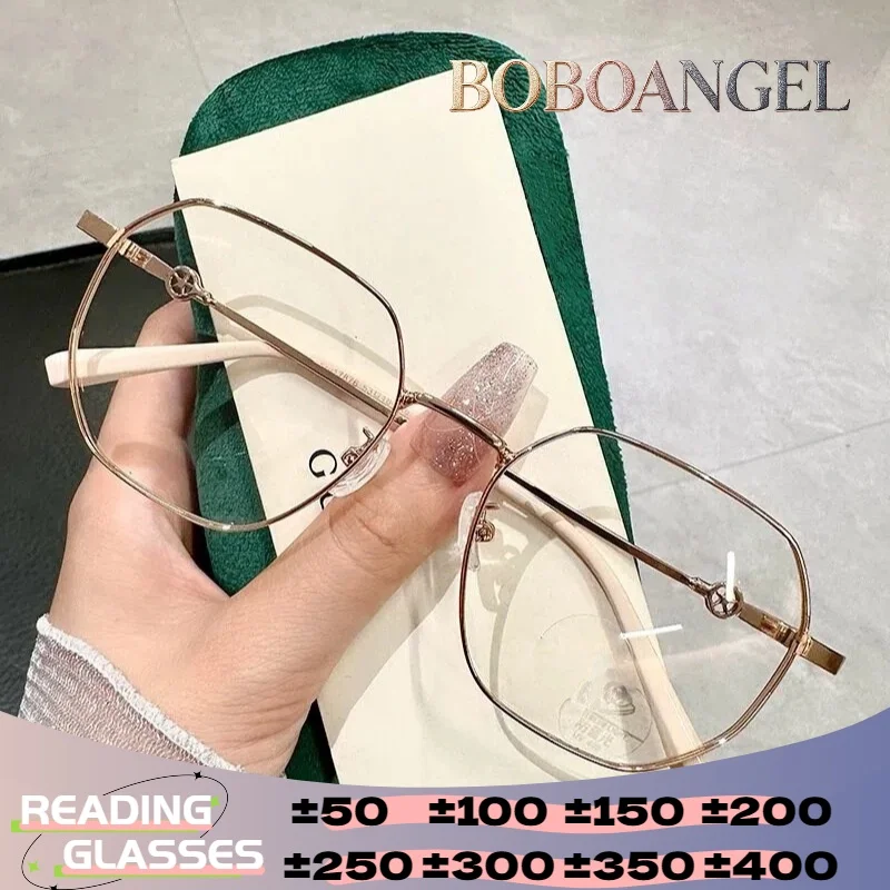 

Очки BOBOANGEL для женщин: высококачественные оптические очки по рецепту, модные черные металлические очки для чтения с геометрической оправой, индивидуальный дизайн оправы