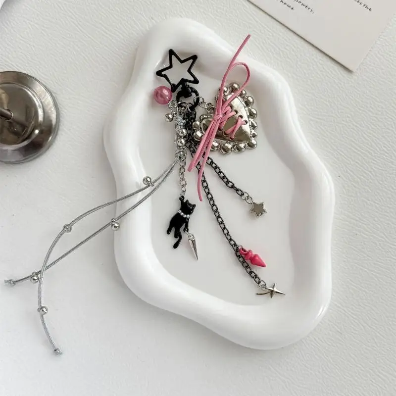 91AF Fashion Keychain Charm for Bags with Heart Theme and Pendant Cluster 19 Accent for Keys and Zipper Pull Styling in Daily