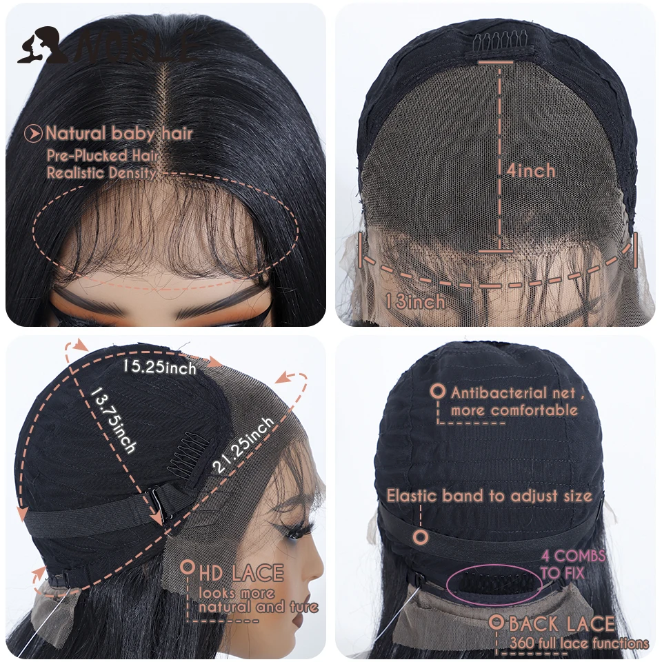 Noble Synthetic Lace Front Wig  28“ Highlight Honey Straight Bob Wig Cosplay Wigs For Women Lace Wig Lace Front Wig Synthetic
