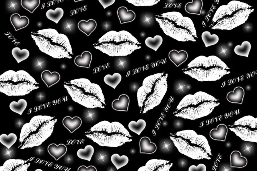 Early 2000s Backdrop Glitter Lip Print Backdrop Black Love Heart Y2k Backdrops Photography Valentine's Day Banner Women Adult