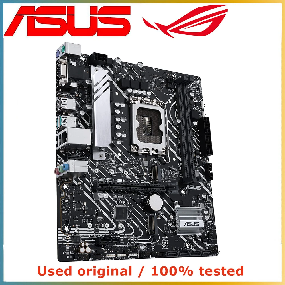 For ASUS PRIME H610M-A D4 H610 LGA 1700 64GB 2×DDR4 2×M.2 4×SATA 1×VGA 1×HDMI 1×DisplayPort
