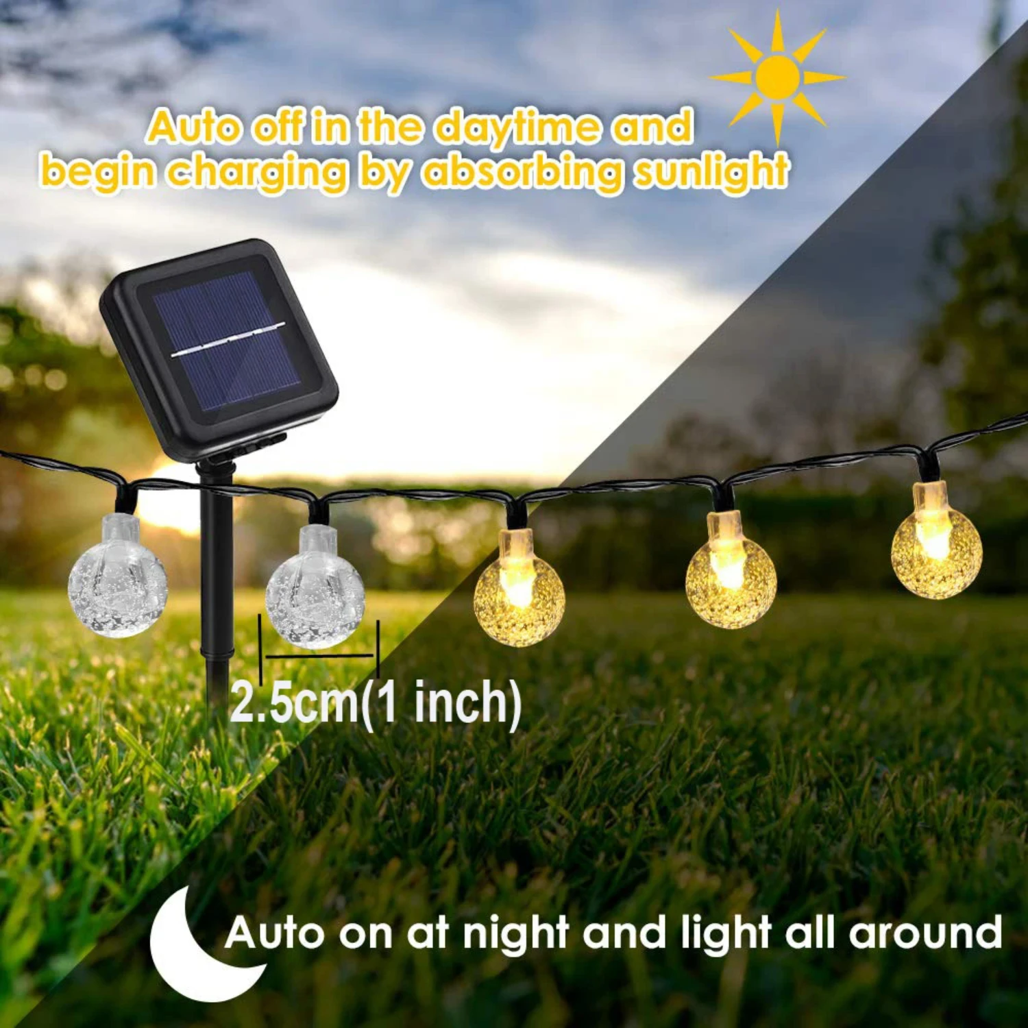 New Elevate your outdoor ambiance with this exquisite set of 33FT waterproof solar powered crystal globe lights. Choose from 50 