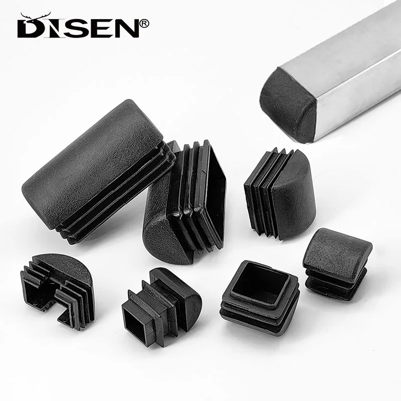 Black Square Oblique Pipe Plug Blanking End Cap Plastic Table Chair Leg Decorative Dust Cover Furniture Feet Protector