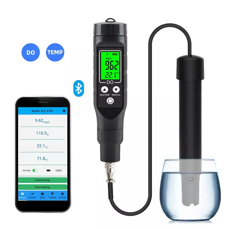 

Smart Bluetooth Dissolved Oxygen Meter High Precision 0.0-30.0 mg/L Digital DO Temperature Tester For Aquarium Hydroponics