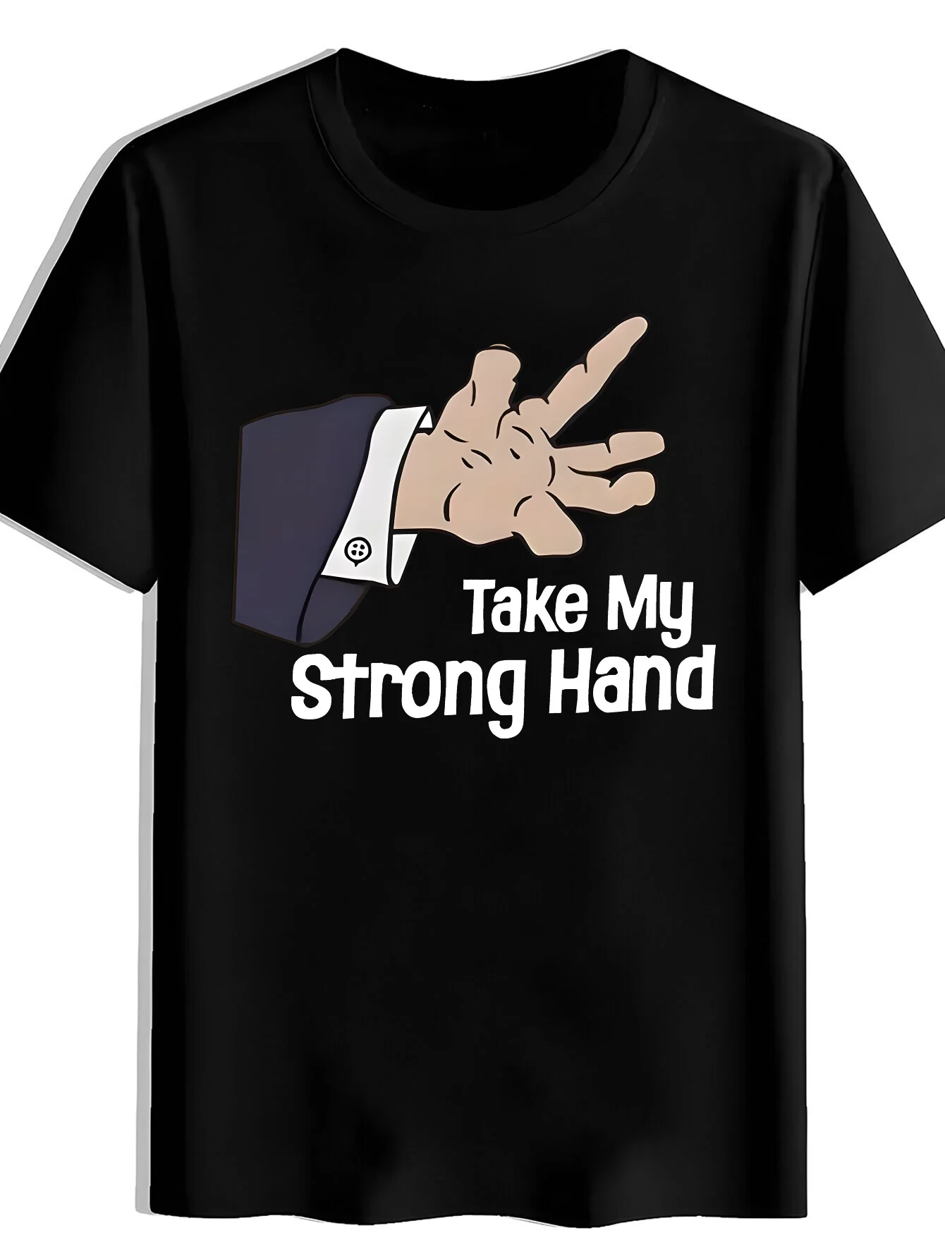 Men's Casual Crew Neck T-Shirt with Printed Cuff Pattern on Suit-Style Sleeves, Soft, Comfortable, and Wrinkle-Resistant Top, Machine Washable, Anti-Pilling, Quick-Drying, and Easy to Care for, High-Value Short-Sleeve T-Shirt, Wear-Resistant
