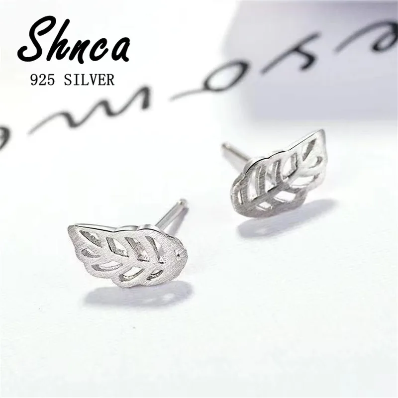 Hot Sale Promotion Simple Art 925 Sterling Silver Hollow Tree Leaves Stud Earrings For Women Girl XE233