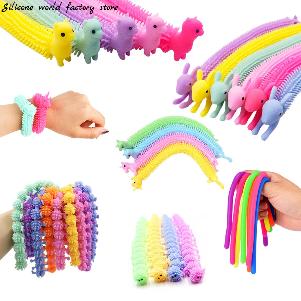 Silicone world Worm Noodle Stretch String TPR Rope Anti Stress Toys String Fidget Autism Vent Toys Decompression Toys Vent Toys