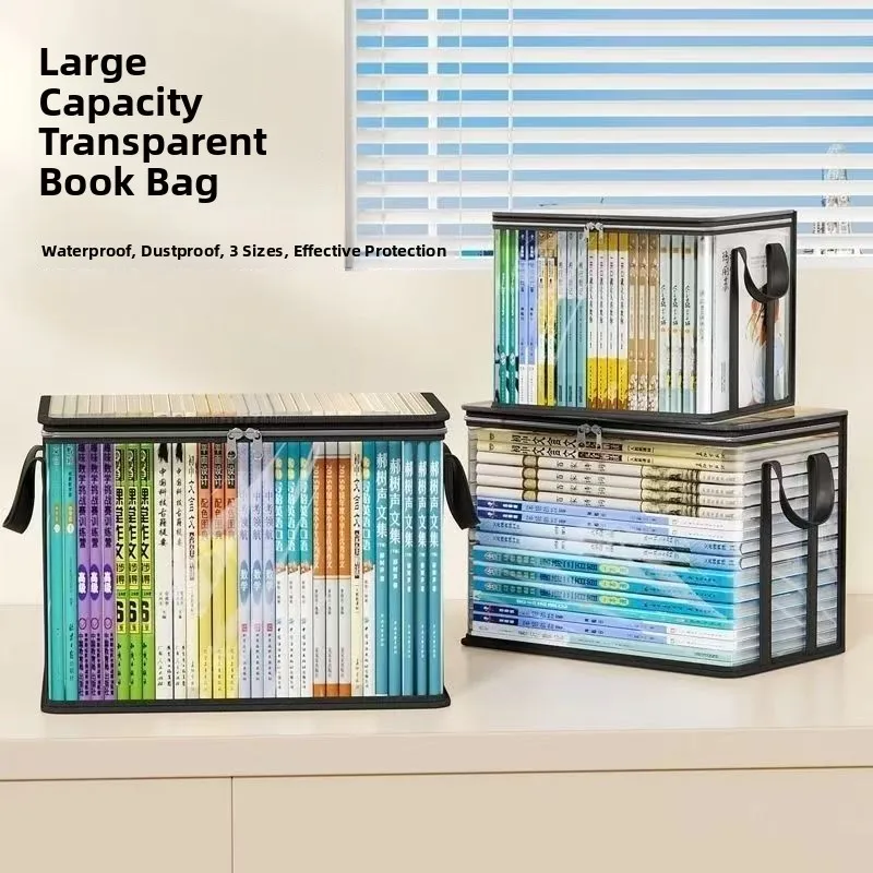 large-capacity-transparent-book-storage-box-dustproof-moisture-proof-old-textbook-storage-bag-for-high-school-students