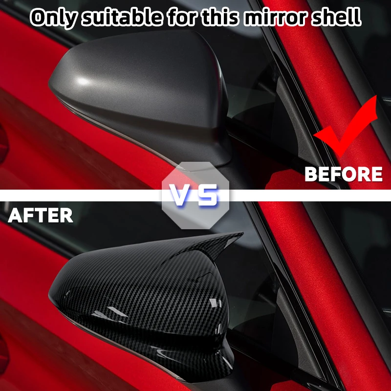 Rearview Mirror Cover For Seat Leon MK4 2020 2021-2023 2024 Cupra Formentor 2022-2024 Carbon Fiber ABS Glossy Black Mirror Cap