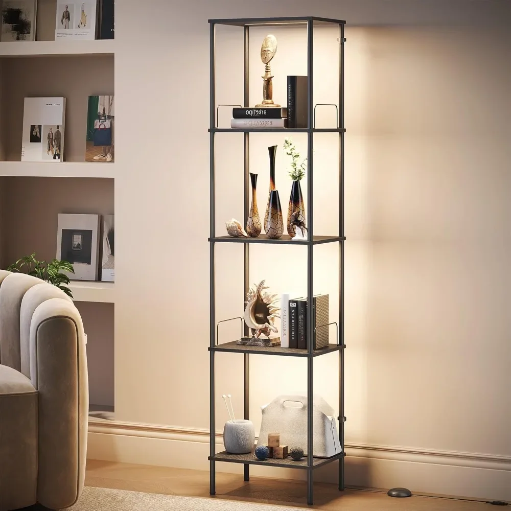 

Display Cabinet with Dimmable Lights & Shelves, Adjustable Color Temperature and Brightness, Lighted Display Cabinet