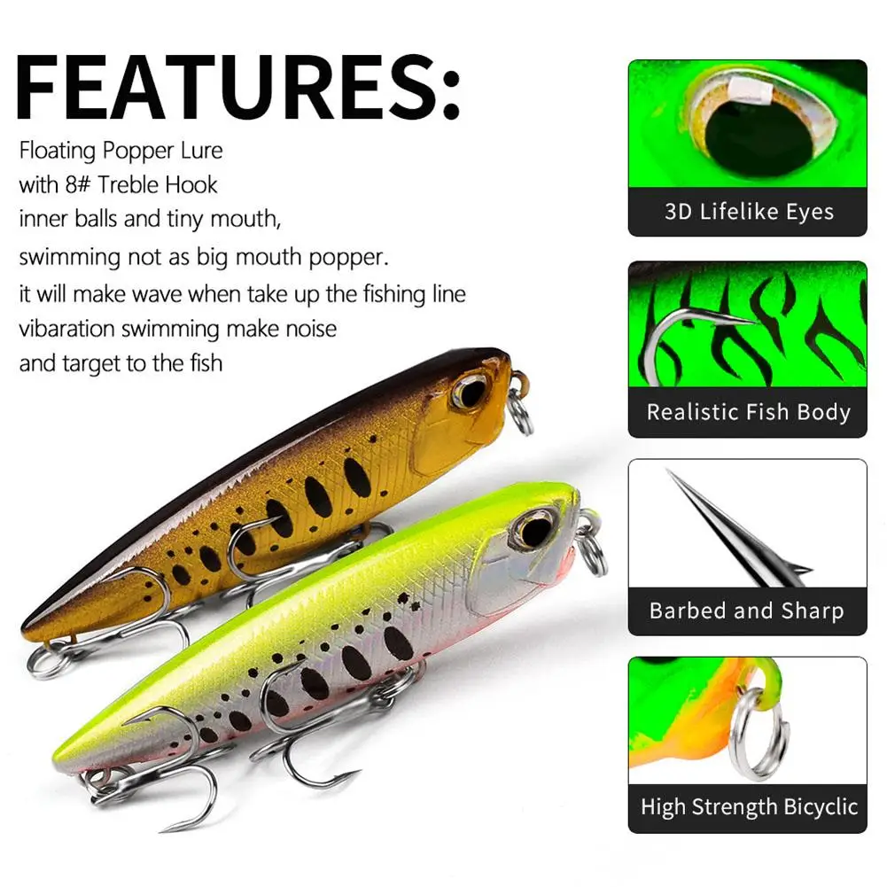 New 6.5cm/5.5g Topwater Pencil Dog Walker Fishing Lures With Hooks Long Casting Artificial Hard Bait For Freshwater Saltwater