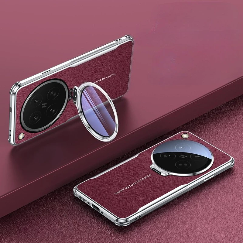 

Роскошный кожаный металлический чехол-держатель для объектива для OPPO Find X8 Ultra X8s Plus, противоударный бампер, защитный чехол-подставка