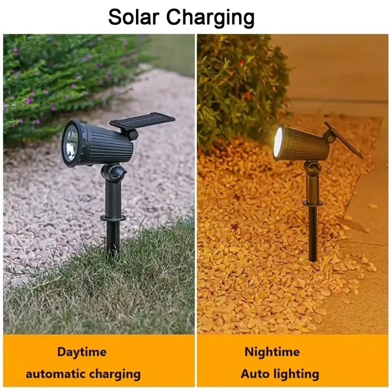 9 LED Solar Spotlights Outdoor IP65 Waterproof Solar Lights Brightness Adjustable for Garden Backyard Driveway Patio Lawn Decor