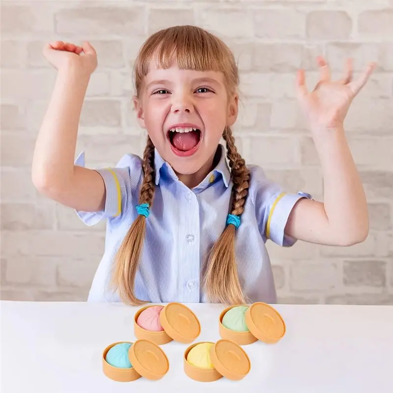 WOWFU-main anti-stress, Fidget sensoriel 4 pièces boulette colorée presser pâte boule chignon