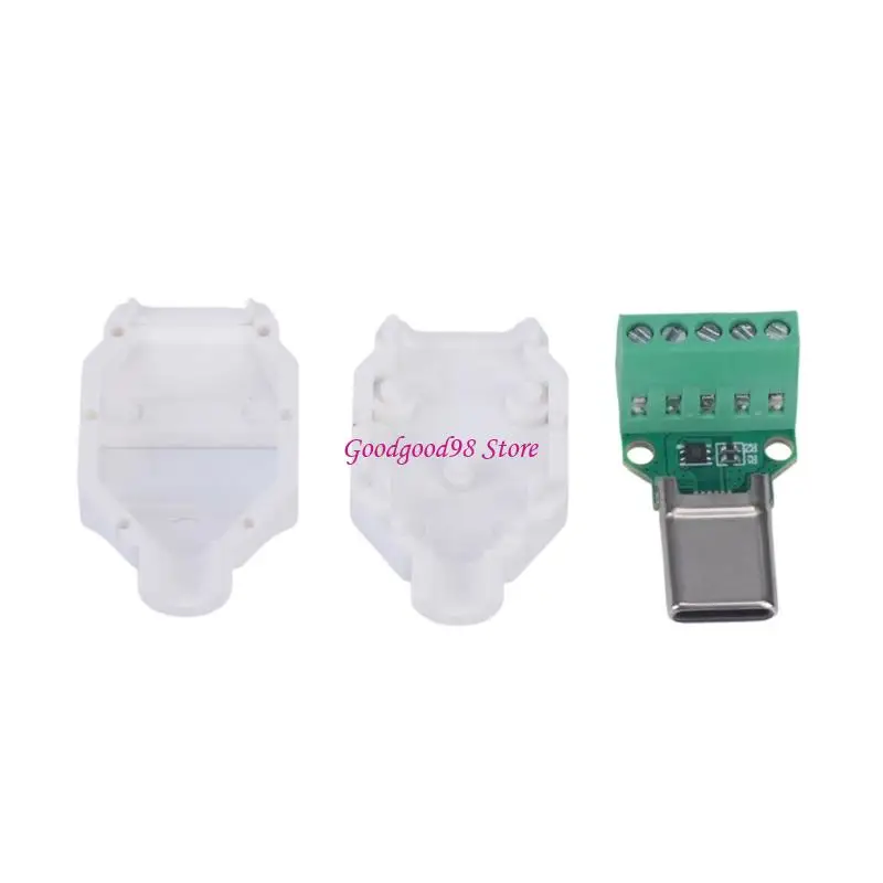 2Pcs 5 Pin Type C Solderless Connector Head For DIY USB C Charging Cable 