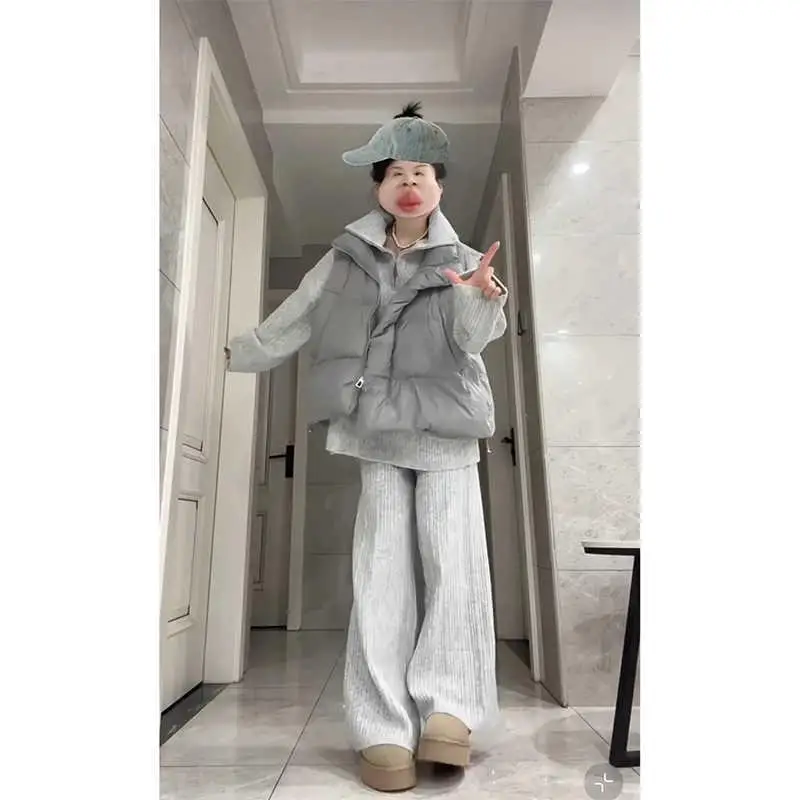 Fashionable Small Fragrance Style Korean System Women's New Cotton Vest Knitted Sweater Casual Pants Three Piece Set view 4