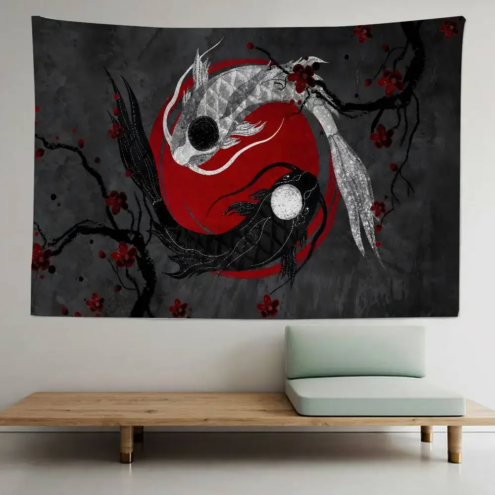 Chinese Tai Chi Bagua Yin Yang Cartoon Tapestry Bohemian Wall Tapestries Mandala Wall Hanging Sheets