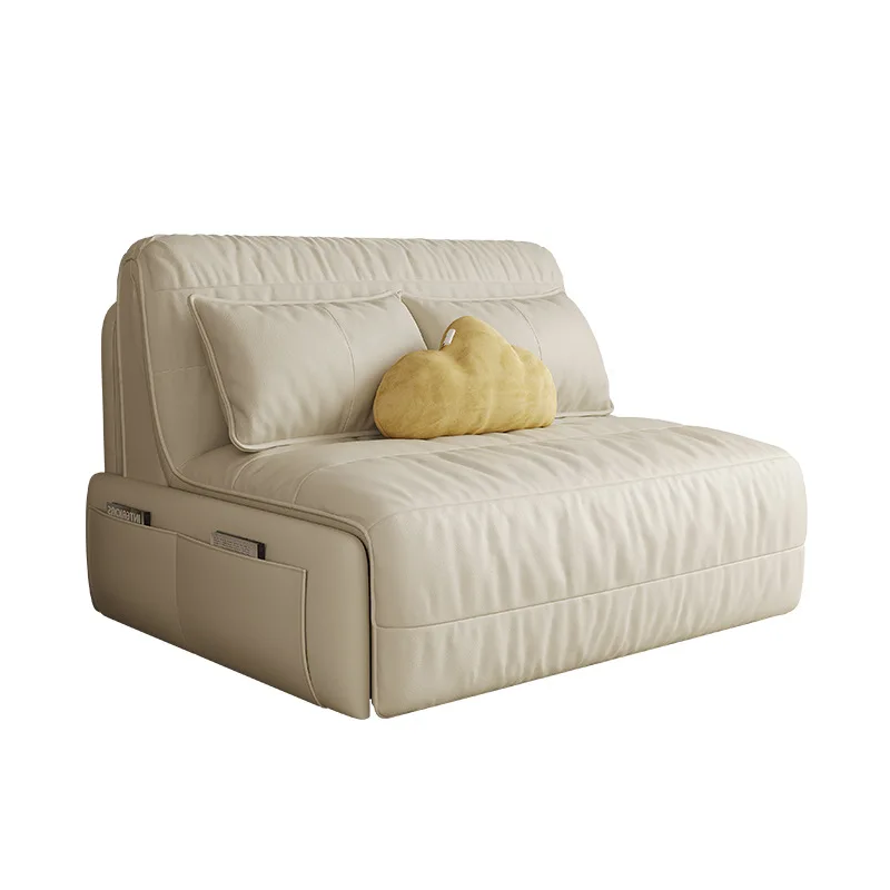 Electric sofa bed New living room multi-functional dual-purpose advanced folding multi-functional leather with leg rest