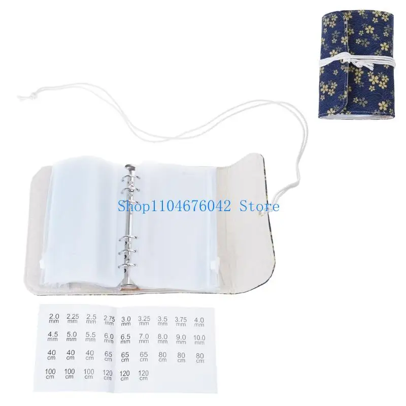 

652F Circular Needle Storage Bag with Removable 6 Hole PVC Binder Pocket for Knitting