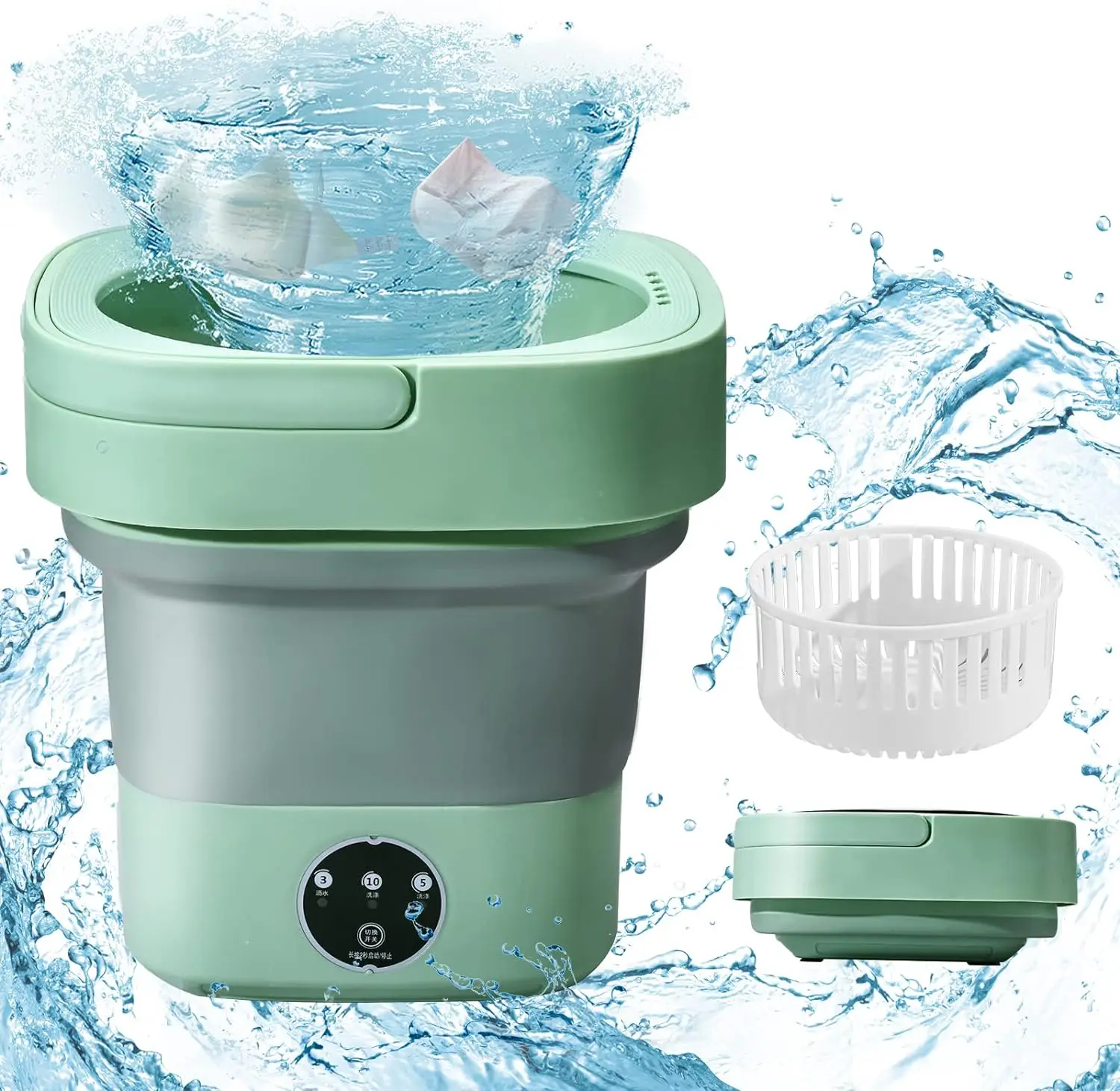 Mini Foldable Washing Machine, Portable Mobile Ultrasonic Washing Machine, Small Hand Washer with Dryer 6.5L Capacity