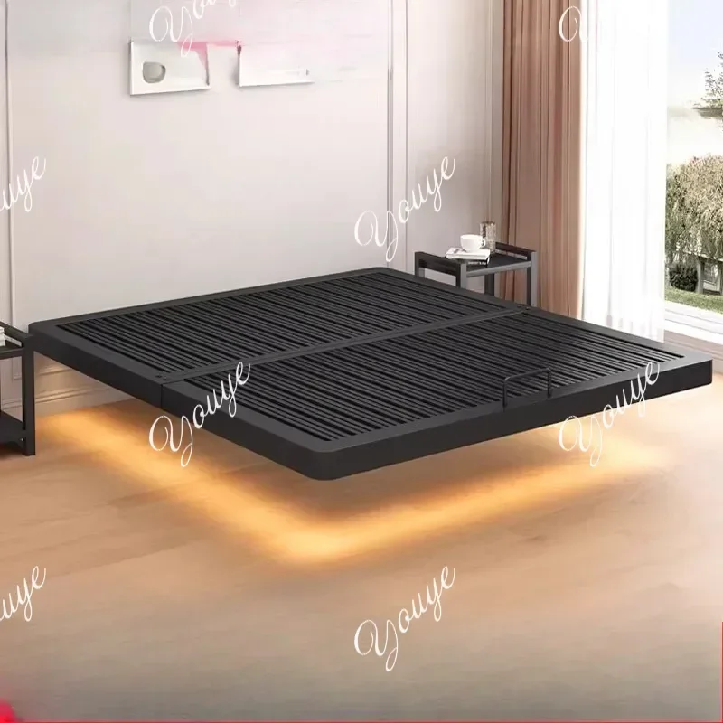 

N49 Platform Bed Frame Metal Floating Double Queen Bed Frame Comfortable Muebles Para Cuarto Recamara Furniture Bedside Excluded