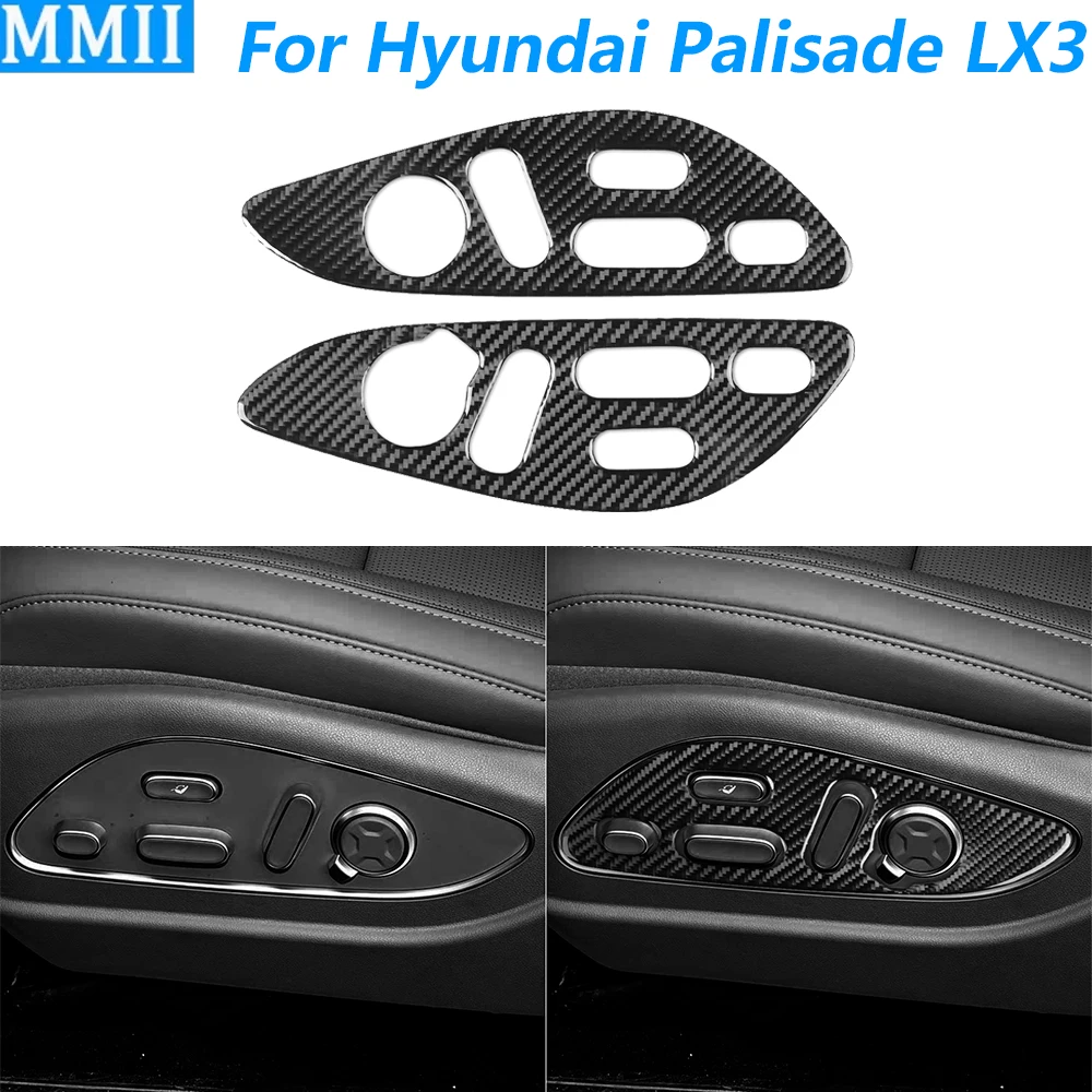 

For Hyundai Palisade LX3 2025 2026 Carbon Fiber Front Seat Adjustment Button Control Panel Cover Trim Car Accessories Sticker