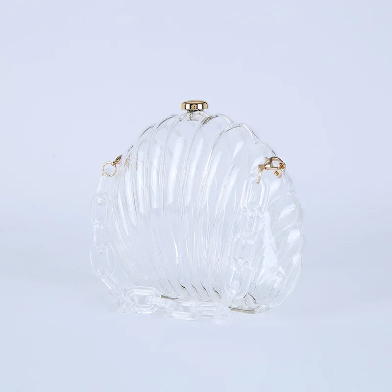 Transparent Acrylic Shell bag 2022 Fashion High quality PVC Women\'s Designer Handbag Pearl strap Shoulder Messenger Clutch Bag