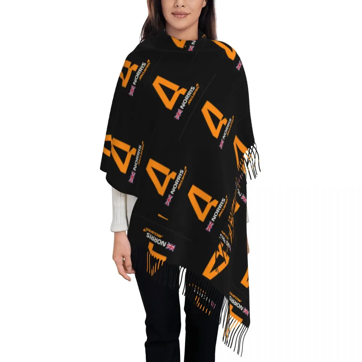 F1 2022 Lando Norris 4 Scarf Tassel Scarves Women Soft Warm Shawls and Wraps Large Fall Winter Shawl Wrap