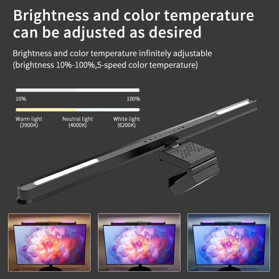 51cm RGB LED Monitor Light Bar Computer Screen Hanging Lights Dimmable Desk Lamp Night Light Work Study Reading Gaming Lighting