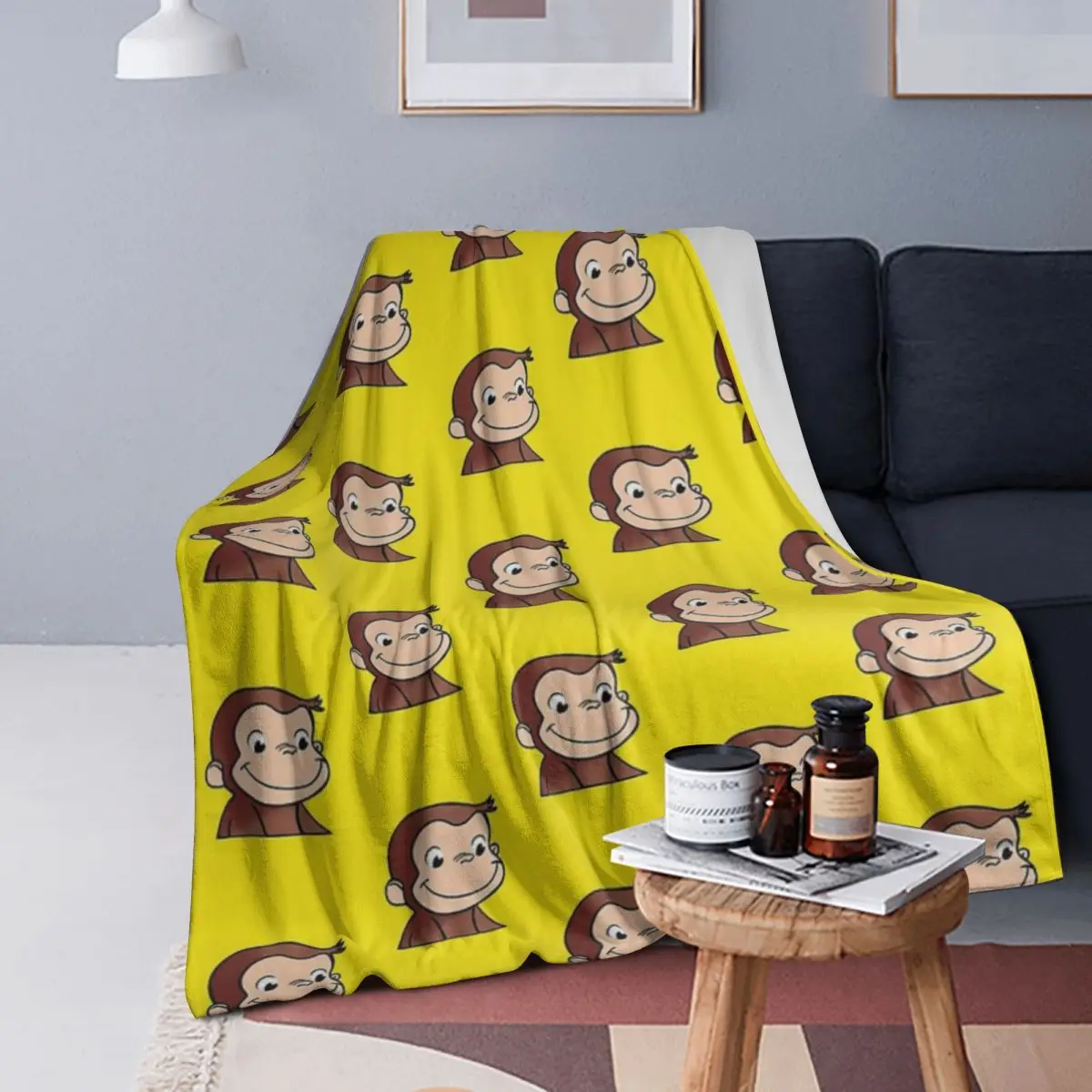 

Одеяло с рюкзаком Curious George, мягкое теплое фланелевое одеяло для кровати, гостиной, пикника, путешествий, домашнего дивана