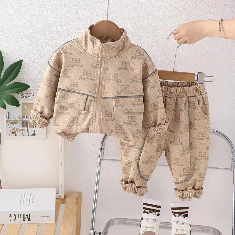 Cardigan Zipper Jacket Outwear + Pants 2PCS Baby Boys Clothes Set New Spring Autumn Letter Print Boutique Sport Long Sleeve Set