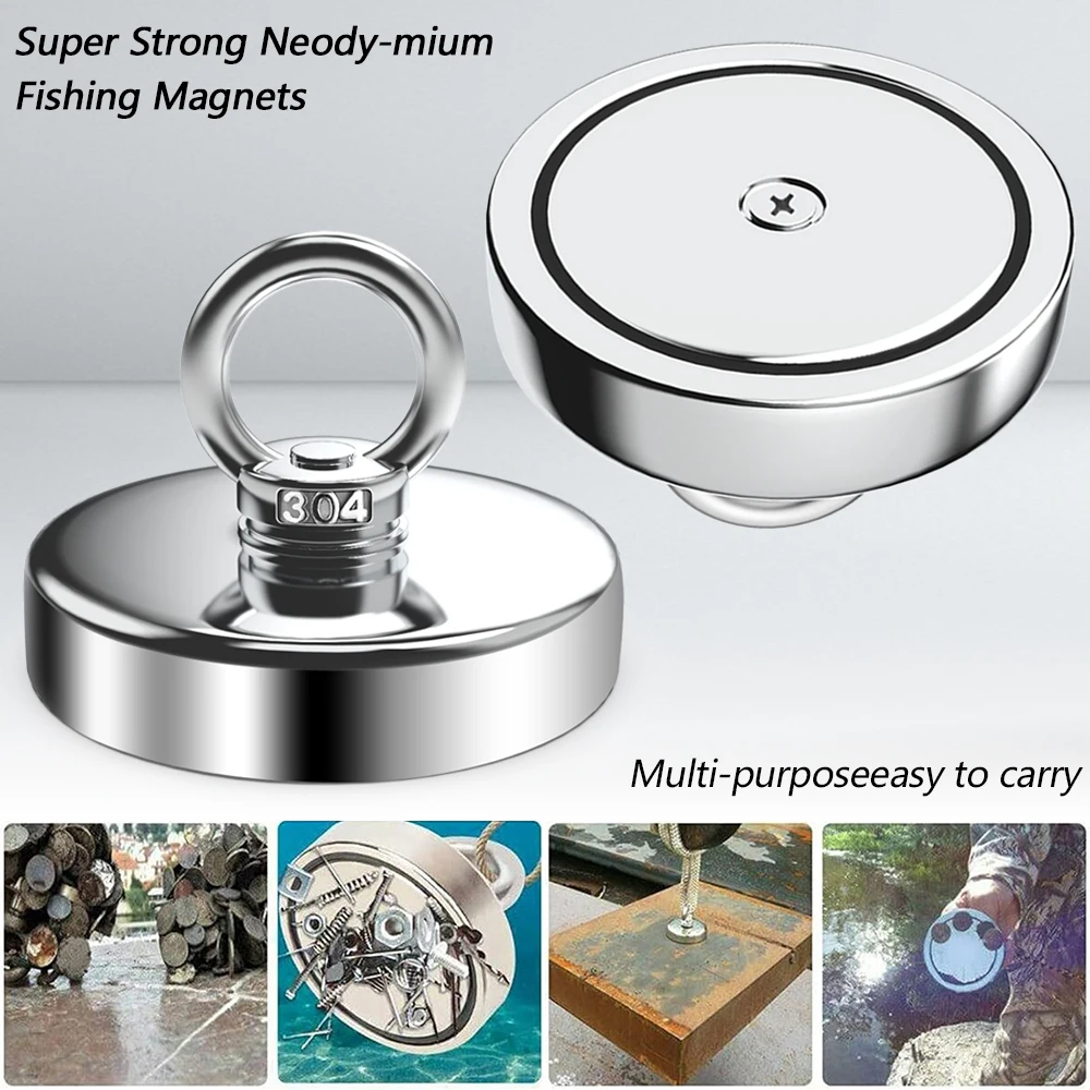 D16/20/25/32/36/60 Starker Neodym-Magnet Bergungsmagnet Tiefseefischen Magnete Halter Ziehen Montagetopf mit Ringschraube