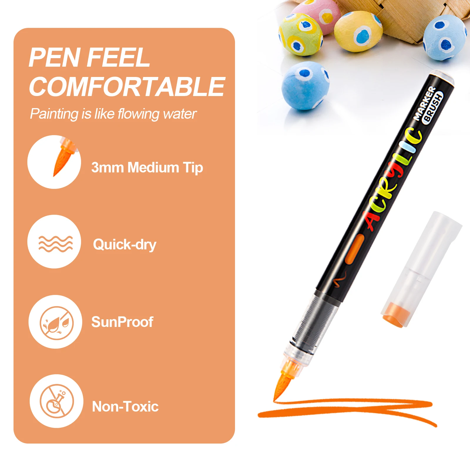 48 Color Acrylic Paint Pens Markers set, Premium Acrylic Paint Pens for Canvas,Ceramic Surfaces, DIY Crafts Making Art Supplies